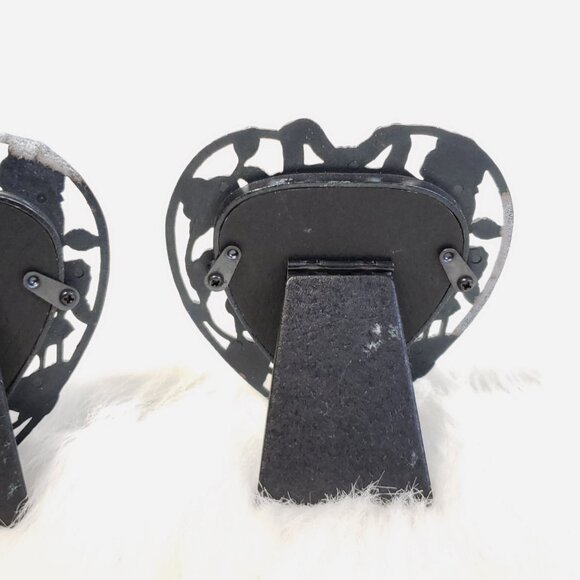 Vtg SET 2 Ornate Victorian Heart Photo 2x3" Picture Frame 4" Pewter Silver Metal - Picture 4 of 8